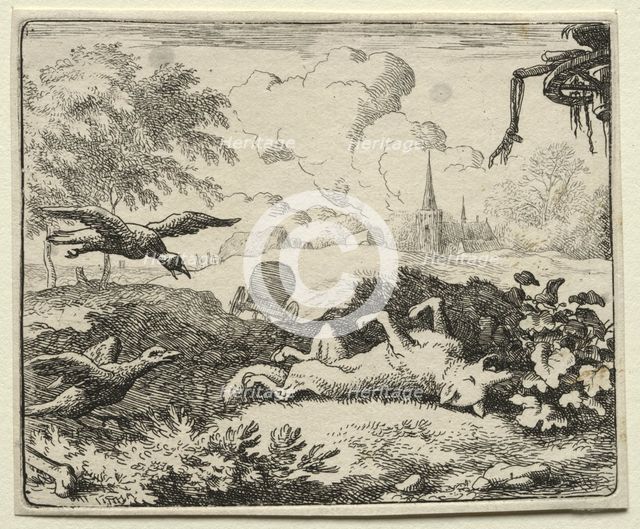 Reynard the Fox: Reynard Feigns Death. Creator: Allart van Everdingen (Dutch, 1621-1675).