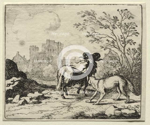 Reynard the Fox: Reynard Sends a Packet to the Lion. Creator: Allart van Everdingen (Dutch, 1621-1675).