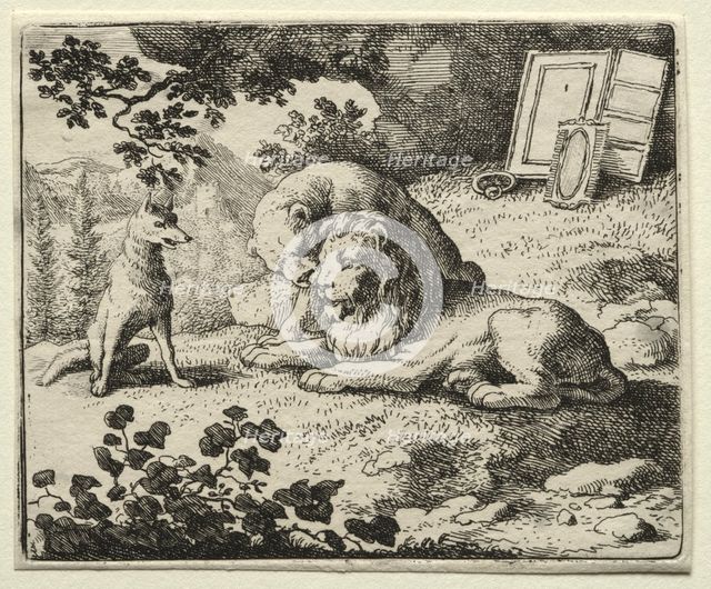 Reynard the Fox: Reynard Promises Gifts to the Lion. Creator: Allart van Everdingen (Dutch, 1621-1675).