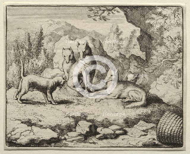 Reynard the Fox: The Cat Calls Reynard to Court. Creator: Allart van Everdingen (Dutch, 1621-1675).