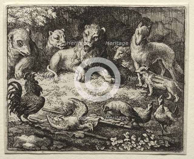 Reynard the Fox: The Complaint of the Cock. Creator: Allart van Everdingen (Dutch, 1621-1675).