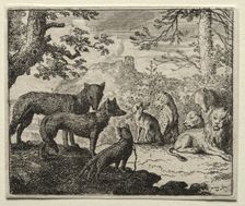 Reynard the Fox: The Relatives of Reynard Leave Court. Creator: Allart van Everdingen (Dutch, 1621-1675)