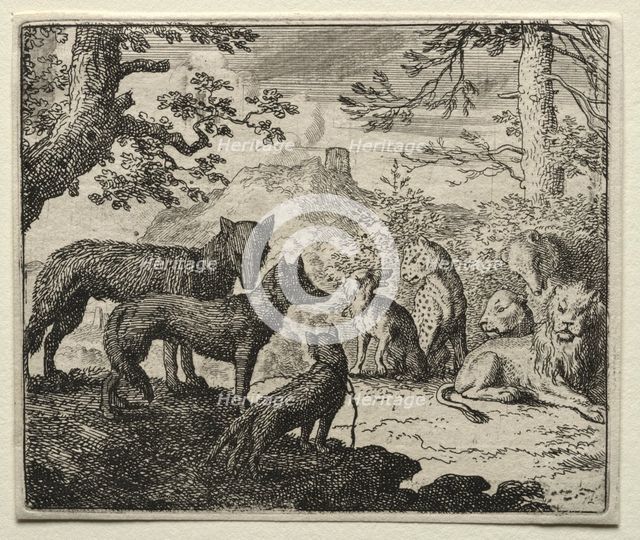Reynard the Fox: The Relatives of Reynard Leave Court. Creator: Allart van Everdingen (Dutch, 1621-1675).