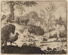 Reynard Blinds the Wolf in One Eye, probably c. 1645/1656. Creator: Allart van Everdingen