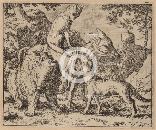 Reynard Seated Atop the Ass, probably c. 1645/1656. Creator: Allart van Everdingen.