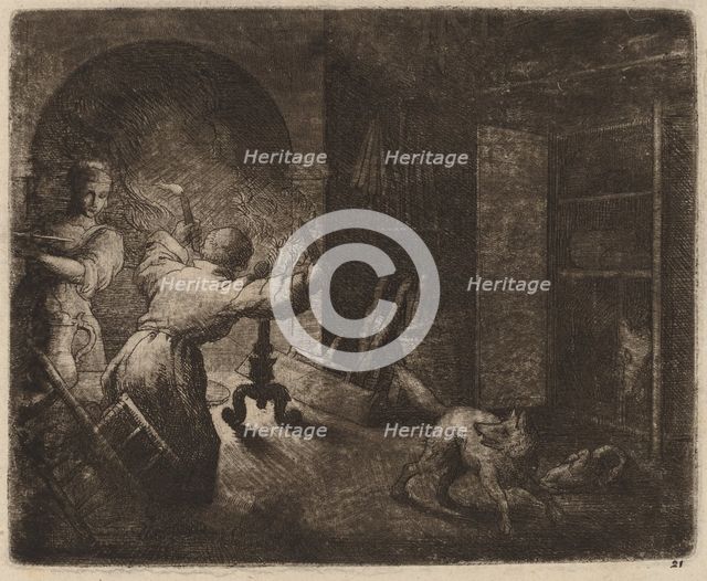 Reynard Steals a Capon from the Pastor, probably c. 1645/1656. Creator: Allart van Everdingen.