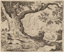 Reynard's Father and the Cat Pursued by Hounds, probably c. 1645/1656. Creator: Allart van Everdingen