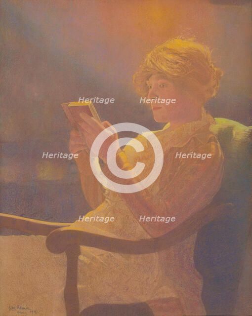 Reading, 1918. Creator: Kaufmann (Kamir-Kaufman), Leon (1872-1933).