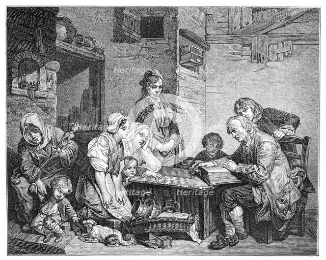 'Reading the Bible, 1885.Artist: FV Martens