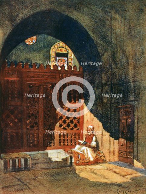 Reading the Koran in a Mosque, Cairo, Egypt, 1928. Artist: Louis Cabanes