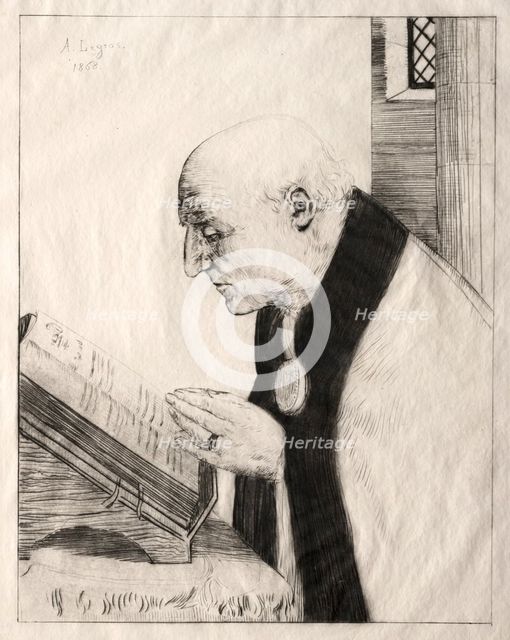 Reading the Office, 1868. Creator: Alphonse Legros (French, 1837-1911).