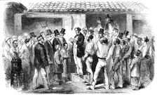 Reading the News of the Fall of Sebastopol at Ceylon, 1856. Creator: Unknown