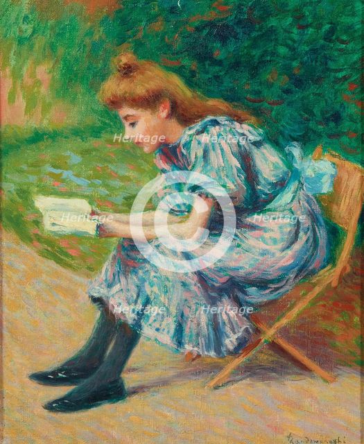 Reading young woman, 1890s. Creator: Zandomeneghi, Federico (1841-1917).