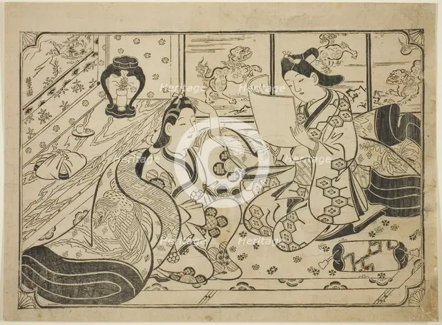 Reading a Letter, c. 1688. Creator: Furuyama Moroshige.