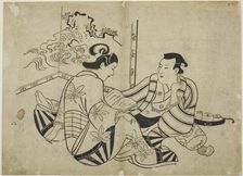 Reading a Letter in Front of a Screen, from an untitled series of 12 prints, c. 1710. Creator: Torii Kiyonobu I