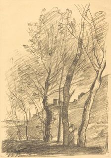 Reading Beneath the Trees (La Lecture sous les arbres), 1874. Creator: Jean-Baptiste-Camille Corot