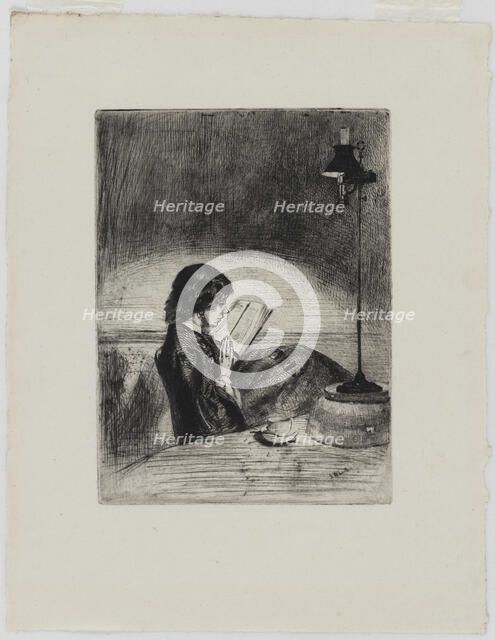Reading by Lamplight, 1858. Creator: James Abbott McNeill Whistler.