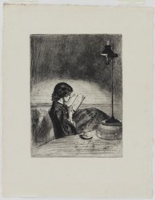 Reading by Lamplight, 1858. Creator: James Abbott McNeill Whistler