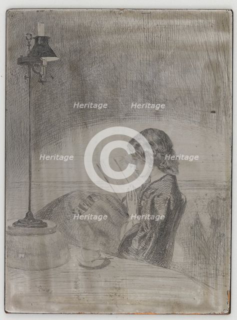 Reading by Lamplight, 1858. Creator: James Abbott McNeill Whistler.