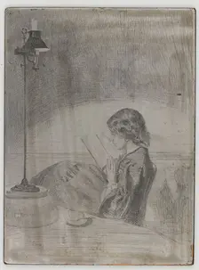 Reading by Lamplight, 1858. Creator: James Abbott McNeill Whistler