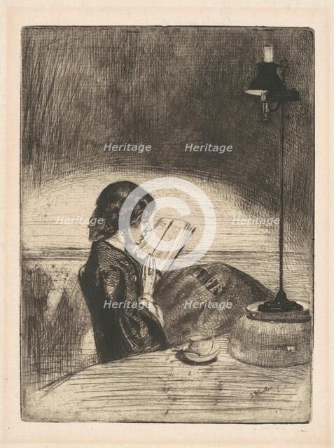 Reading by Lamplight, 1859. Creator: James Abbott McNeill Whistler.