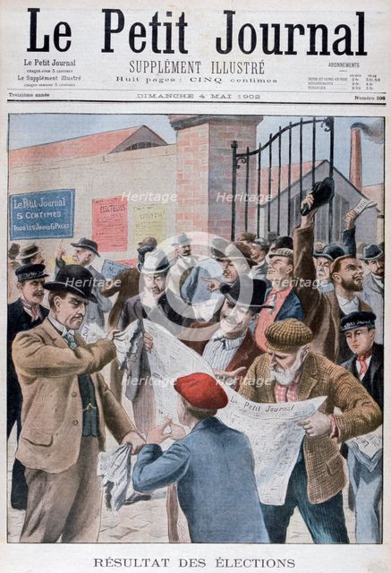 Reading election results in the ewspaper, Paris, 1902. Artist: Unknown