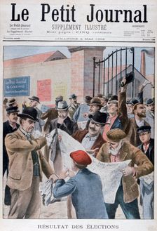 Reading election results in the ewspaper, Paris, 1902