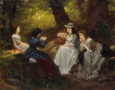 Reading from Goethe's Werther, 1870. Creator: Amberg, Wilhelm August (1822-1899)