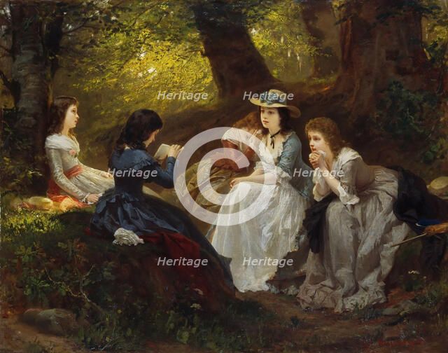 Reading from Goethe's Werther, 1870. Creator: Amberg, Wilhelm August (1822-1899).