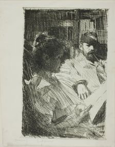 Reading (Mr. and Mrs. Ch. Deering), 1893. Creator: Anders Leonard Zorn