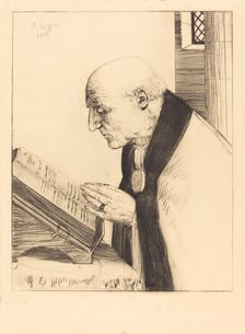 Reading of the Office of the Day (La lecture de l'office), 1868. Creator: Alphonse Legros