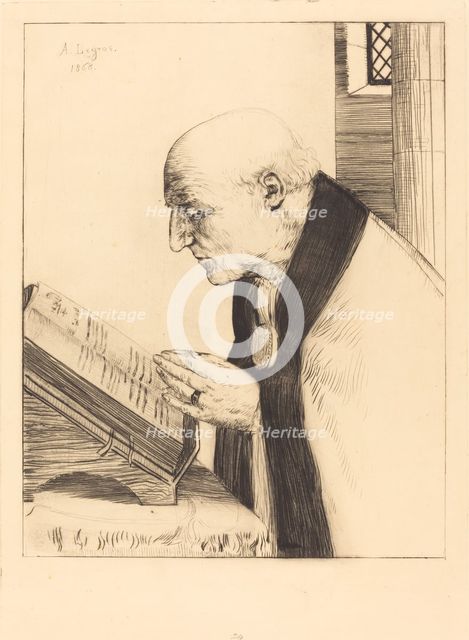 Reading of the Office of the Day (La lecture de l'office), 1868. Creator: Alphonse Legros.