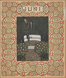 Reading on a bench. Monthly newsletter: June. Creator: Krenek, Carl (1880-1949)