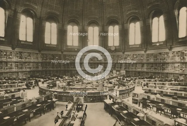 'Reading Room of the Great Library at the British Museum seen from the Entrance', c1935. Creator: Fleming.