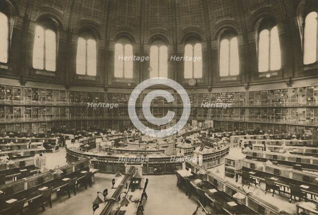 'Reading Room of the Great Library at the British Museum seen from the Entrance', c1935. Creator: Fleming.