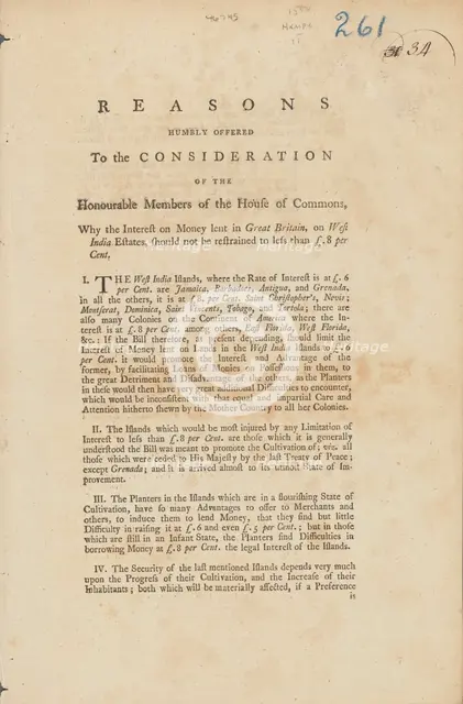 Reasons humbly offered to the consideration of the honourable members of the House..., 1774. Creator: Unknown.