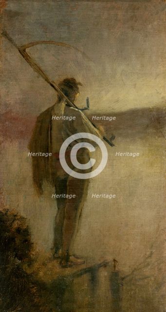 Reaper by River, 1880-1885. Creator: Ladislav Mednyanszky.