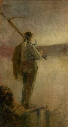Reaper by River, 1880-1885. Creator: Ladislav Mednyanszky
