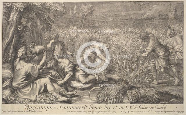 Reapers of grain, 1704. Creator: Giovanni Girolamo Frezza.