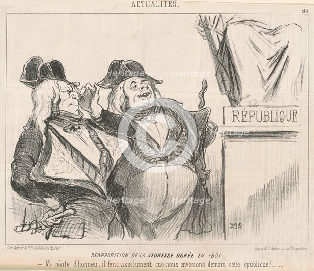 Réapparition de la jeunesse dorée en 1851, 19th century. Creator: Honore Daumier.