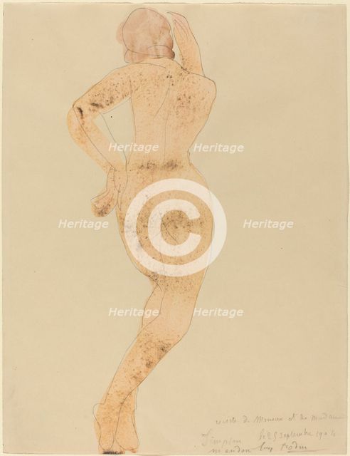 Rear View of Female Figure in Action, 1904. Creator: Auguste Rodin.