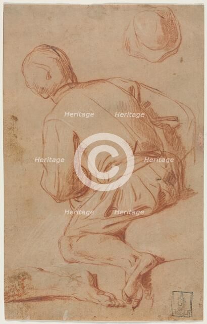 Rear View of Seated Man, late 1600s?. Creator: Carlo Vimercati (Italian, 1660-1715).