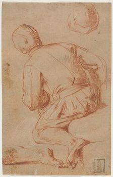 Rear View of Seated Man, late 1600s?. Creator: Carlo Vimercati (Italian, 1660-1715)