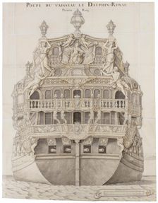Rear view of the ship Dauphin Royal, 1668-1669. Creator: Girardon, François, (after) (1628-1715)