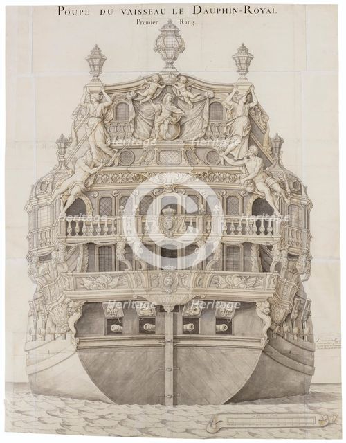 Rear view of the ship Dauphin Royal, 1668-1669. Creator: Girardon, François, (after) (1628-1715).
