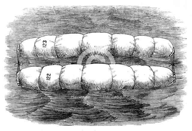 Rear-Admiral Ryder's floating hammocks for saving life at sea, 1871. Creator: Unknown.