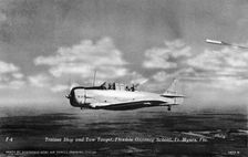 Rear gunner shooting at a tow target, Flexible Gunnery School, Fort Myers, Florida, USA, 1943. Artist: Southeast Army Air Forces Training Center