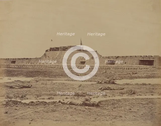 Rear of the North Fort After Its Capture, Showing the Retreat of the Chinese Army, August 21, 1860,  Creator: Felice Beato.