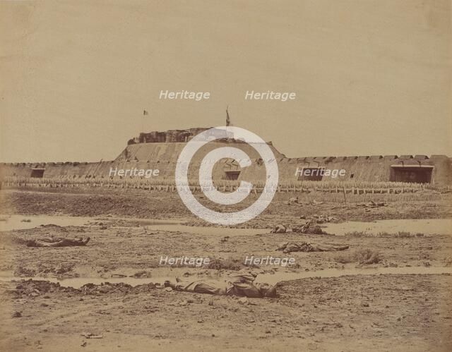 Rear of the North Fort After Its Capture, Showing the Retreat of the Chinese Army, August 21, 1860,  Creator: Felice Beato.