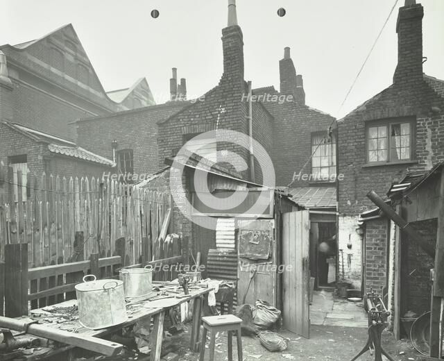 Rear of houses prior to slum clearance, Princess Road, Lambeth, London, 1914. Artist: Unknown.